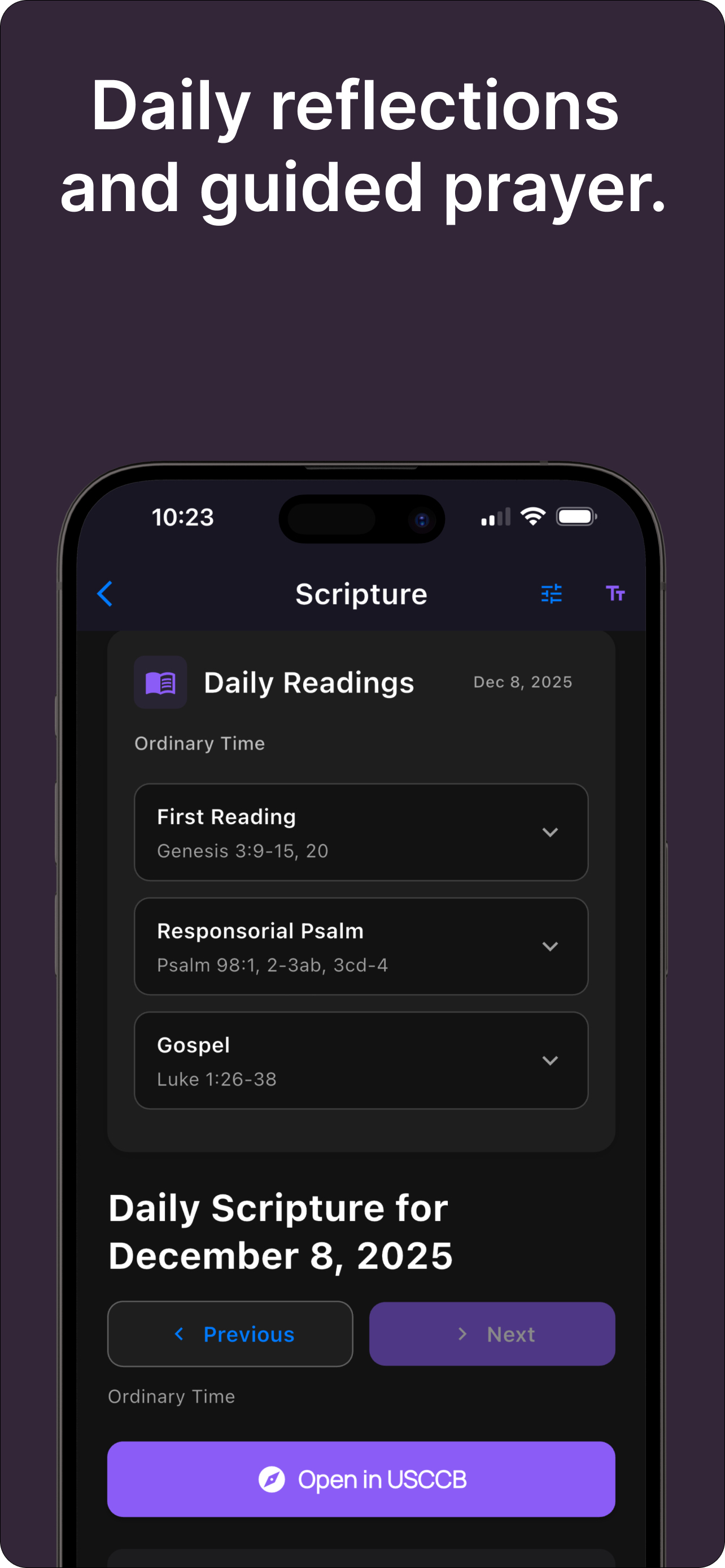 Aisaiah daily Scripture readings with First Reading, Psalm, and Gospel